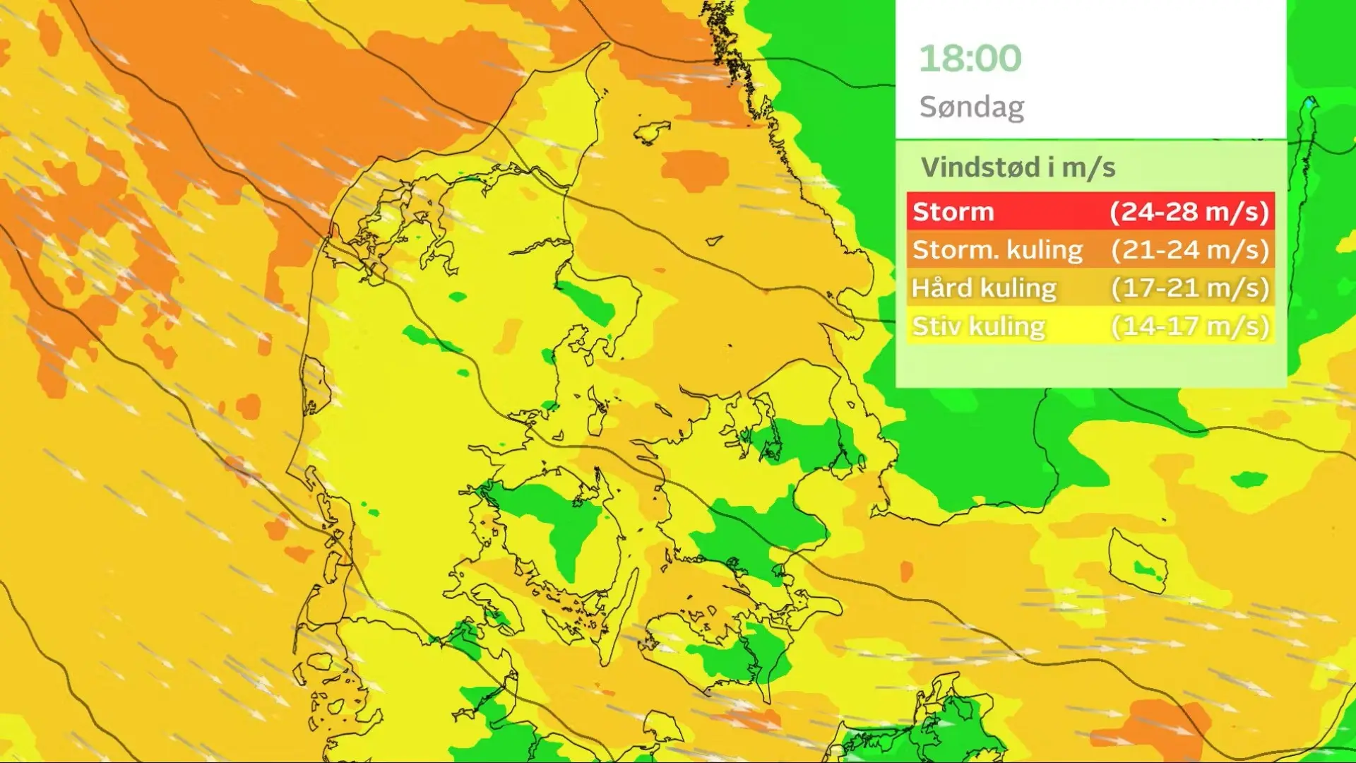 Risiko for vindstød af hård kuling
