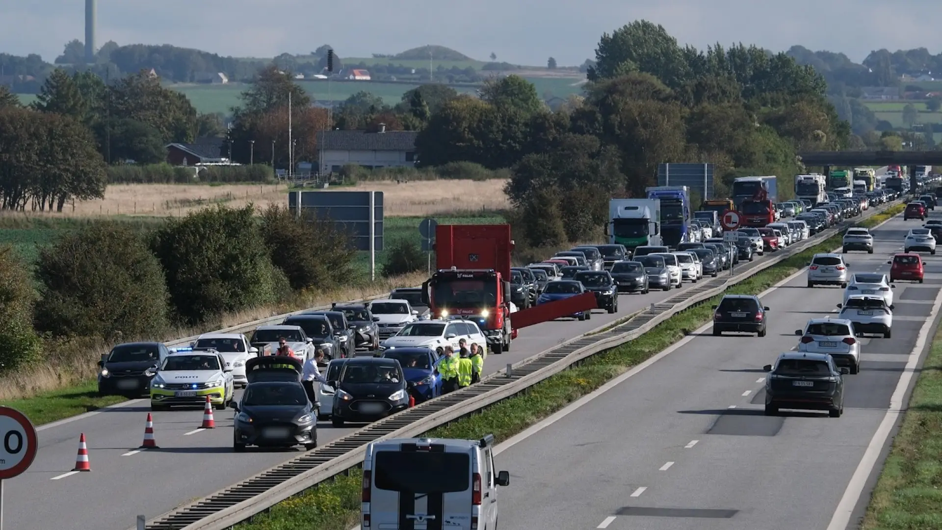 Kø på Vestmotorvejen efter uheld