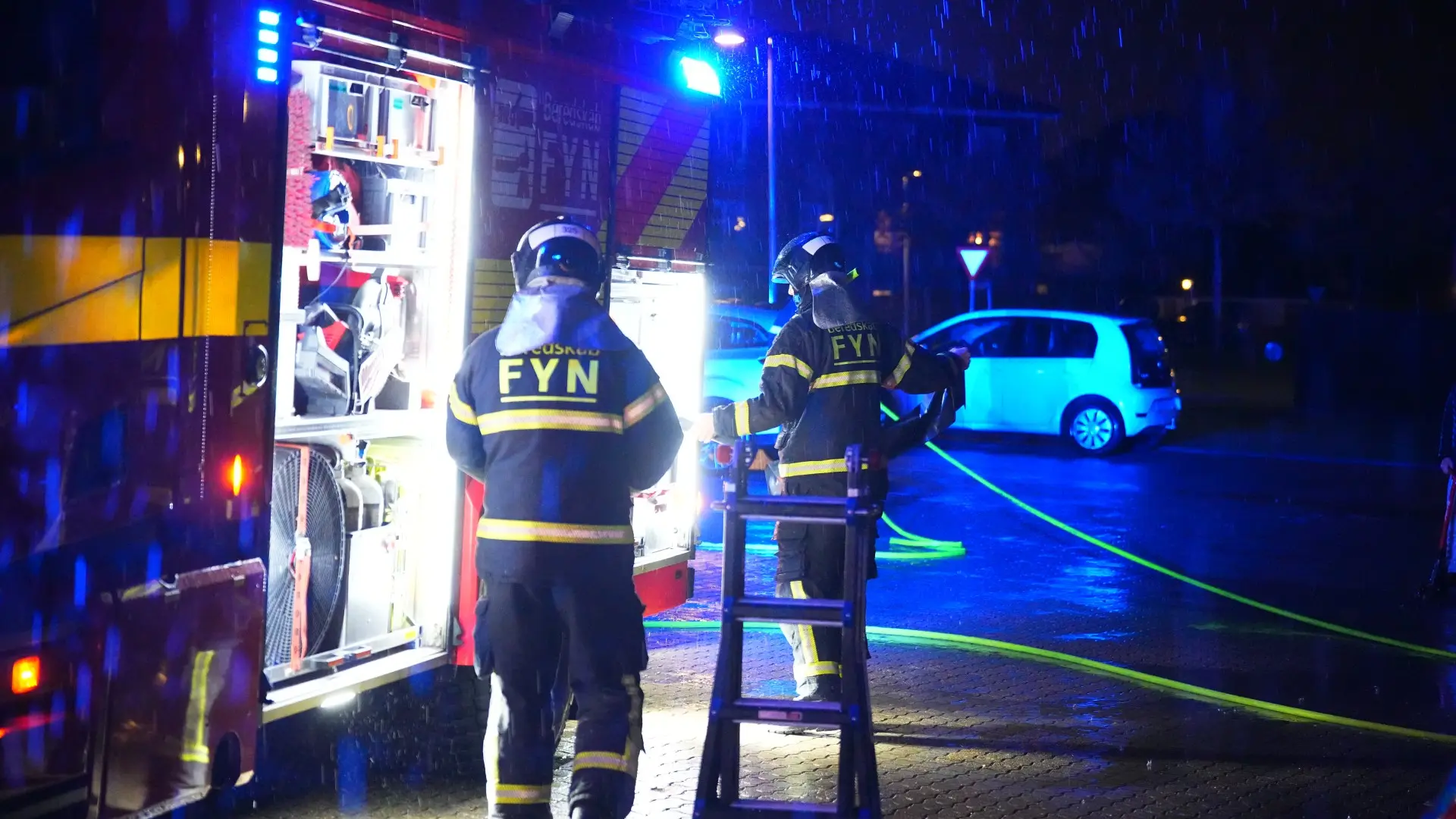Beredskab rykker ud til melding om brand i rækkehus