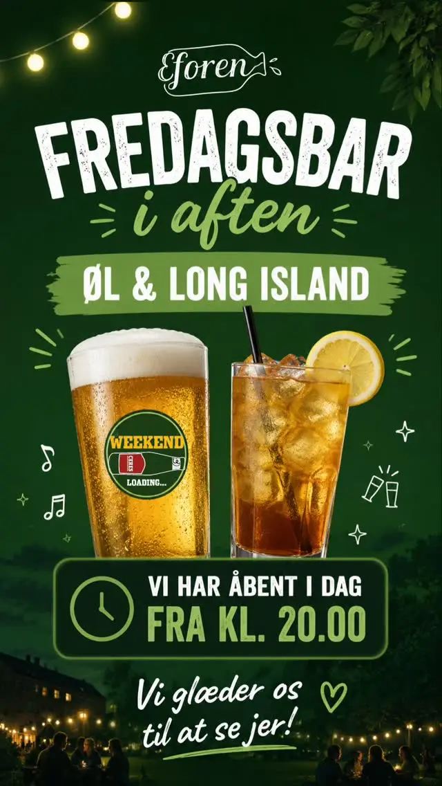 Fredagsbar i aften - Øl & Long Island