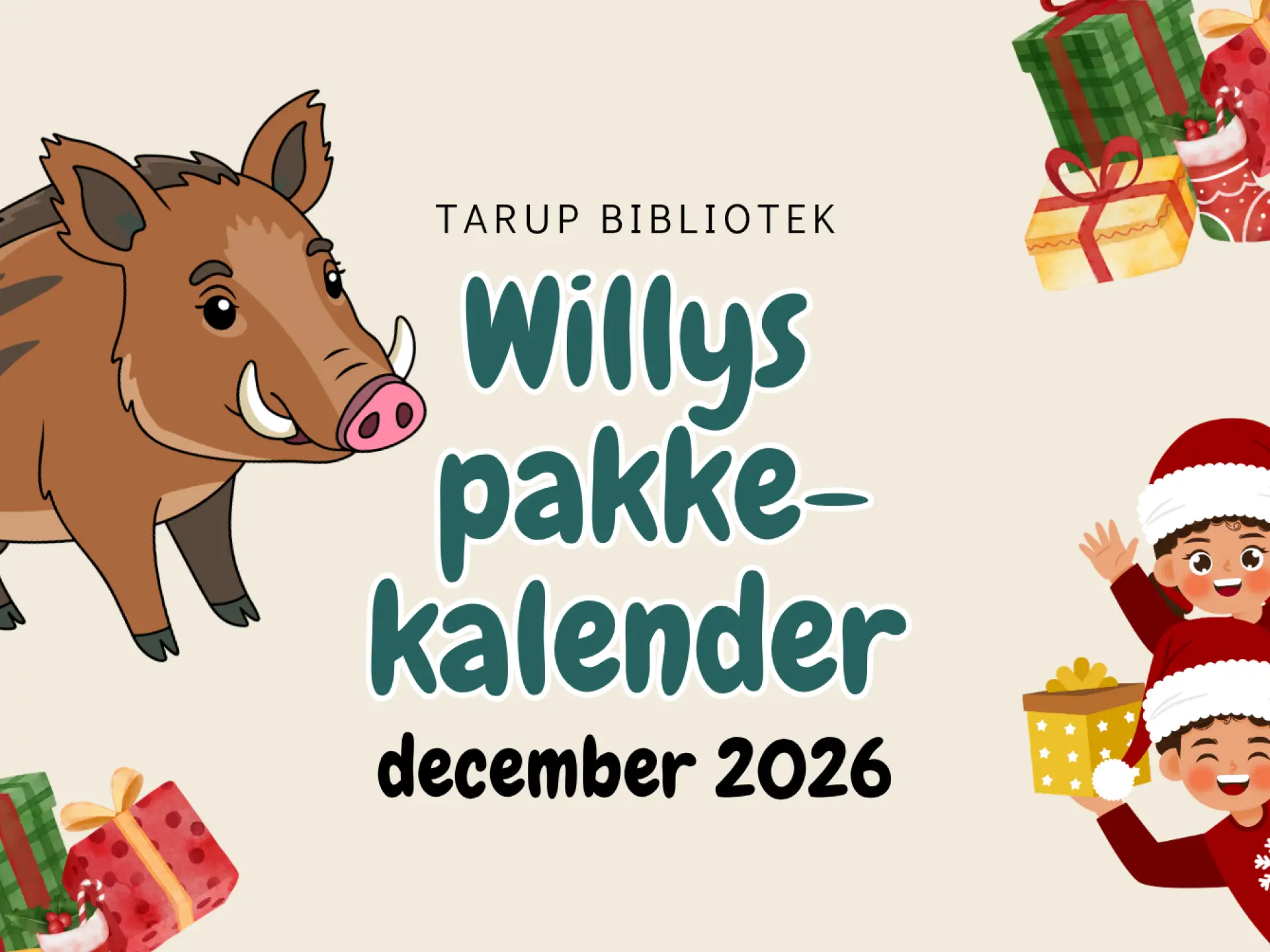 Willys pakkekalender - på Tarup Bibliotek