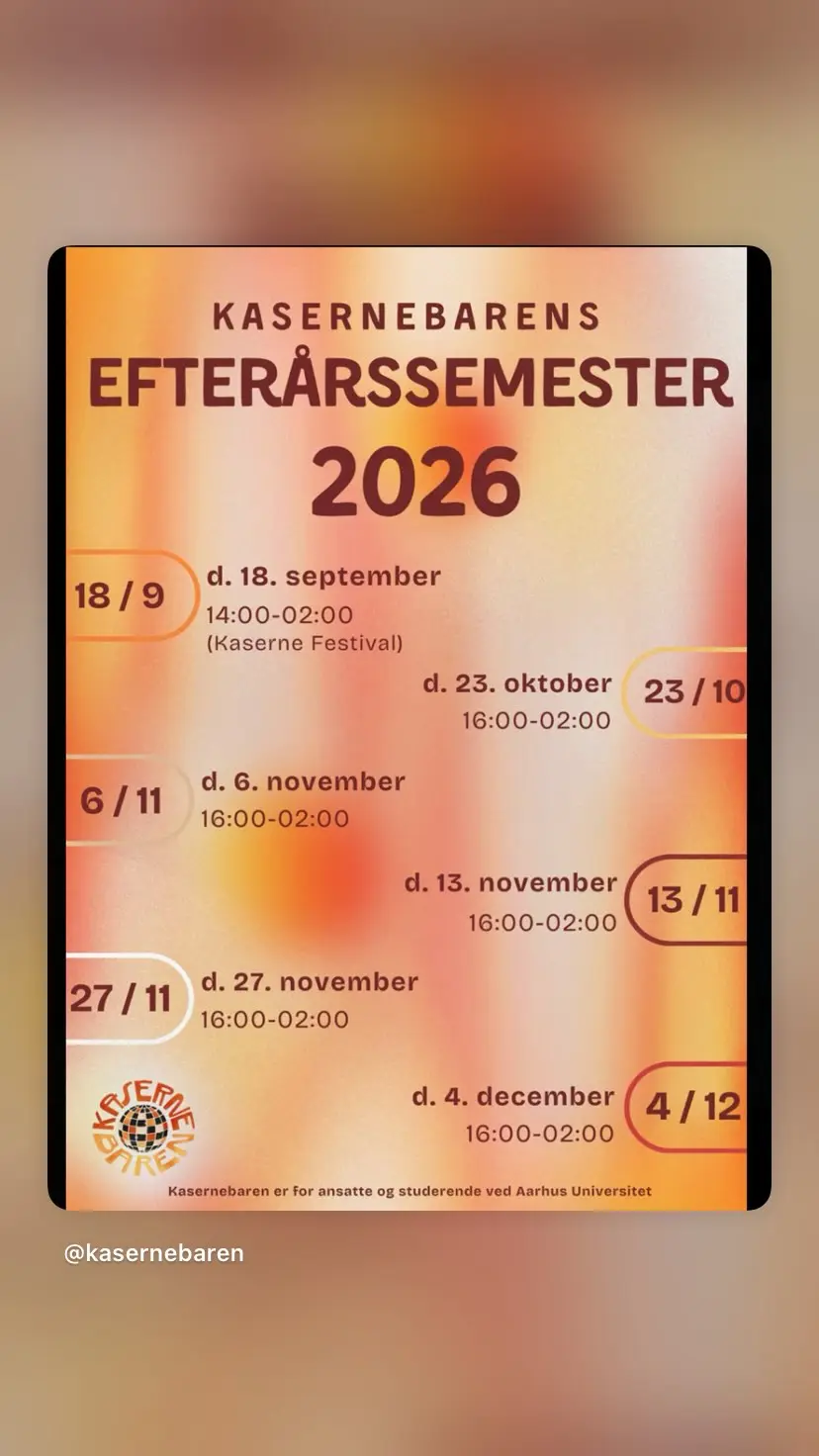 Kasernebarens Efterårssemester 2026 - Kaserne Festival
