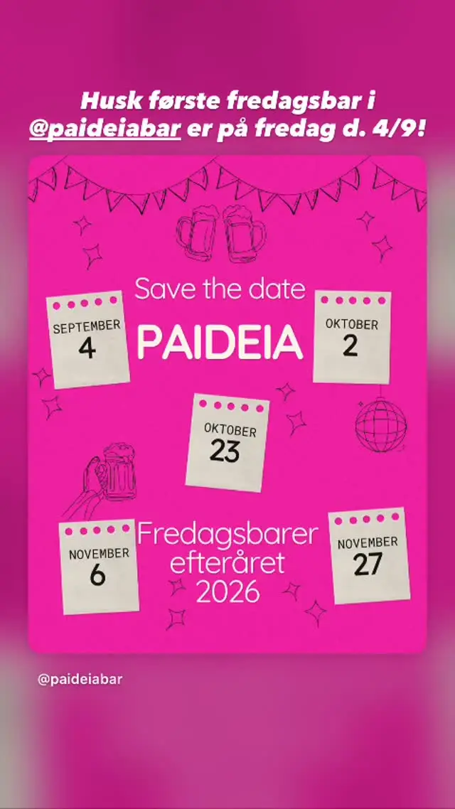 Paideia Fredagsbar - Første fredagsbar efteråret 2026